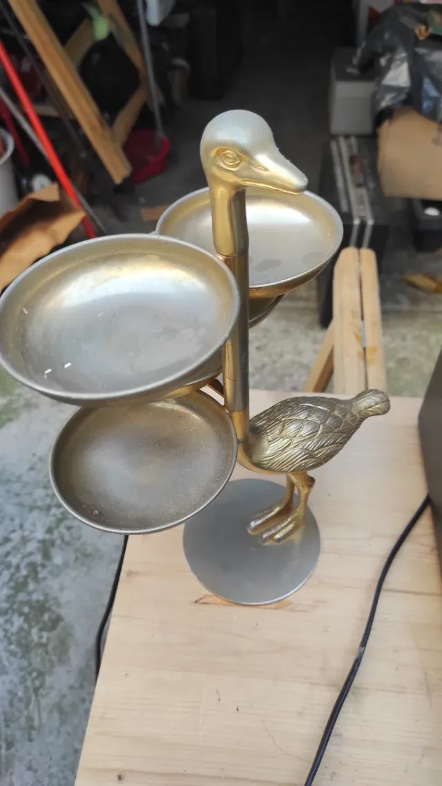 Portaoggetti a forma di anatra in ottone argentato