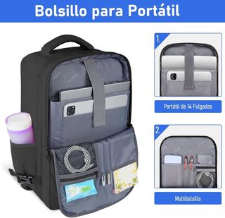 Mochila Viaje Cabina Ryanair USB Taygeer Negra