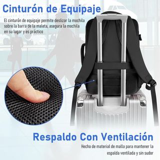 Mochila Viaje Cabina Ryanair USB Taygeer Negra