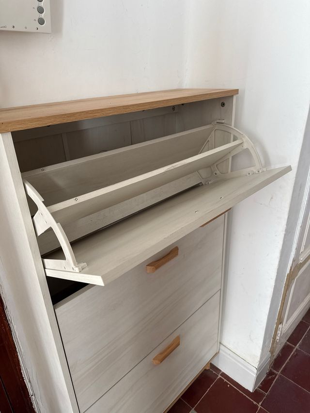 Zapatero 3 puertas madera y beige