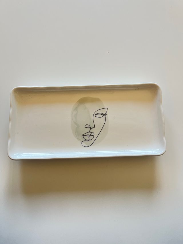 Bandeja decorativa cerámica cara abstracta