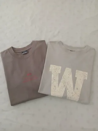 2 Camisetas Manga Corta Marrón y Gris