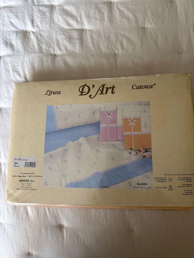 Juego sábanas vintage D'Art naranja/blanco