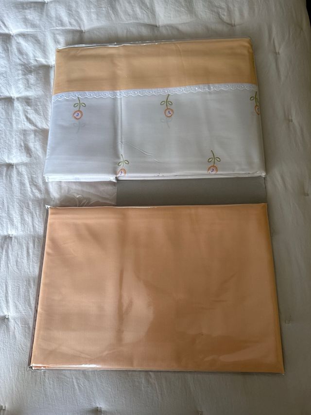 Juego sábanas vintage D'Art naranja/blanco