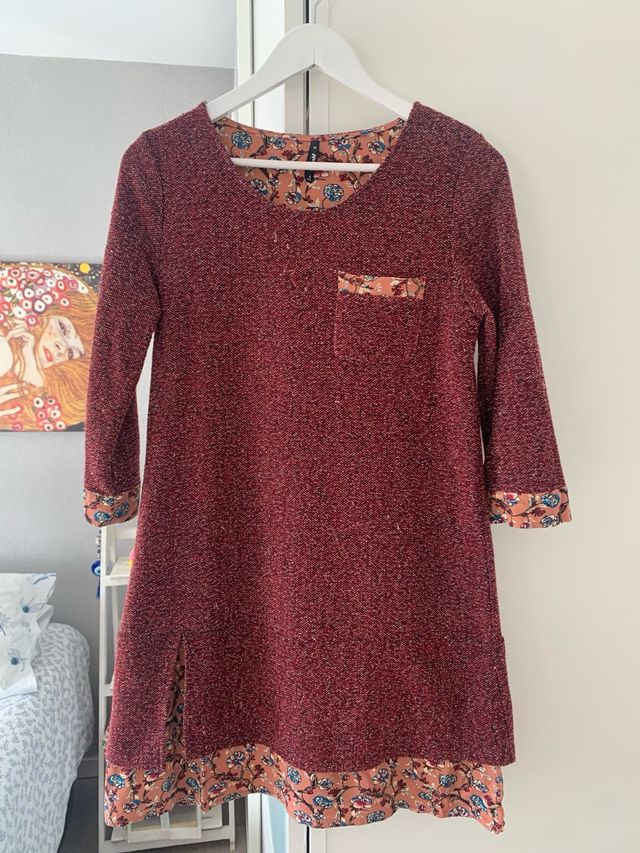 Vestido manga francesa estampado