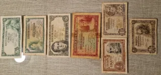 Billetes España 1000, 100, 50 Pesetas + Lira Itali