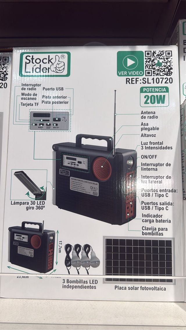 Batería Solar con altavoz, con luces y etc