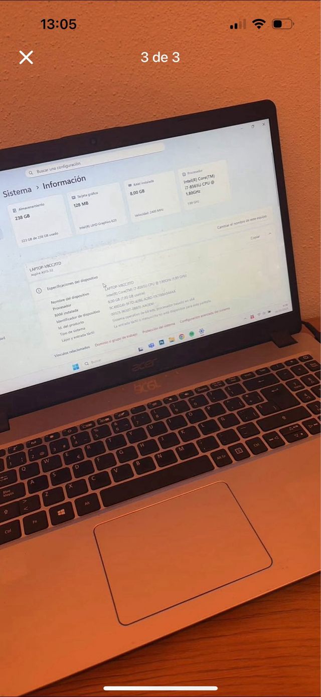 Acer Aspire A515-52 i7 Plata