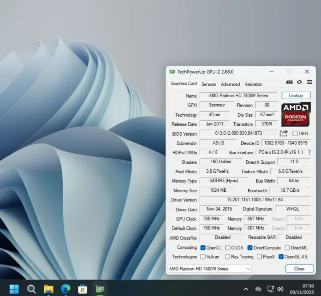 Scheda Video Asus AMD Radeon HD 7400M. 1Gb DDR3