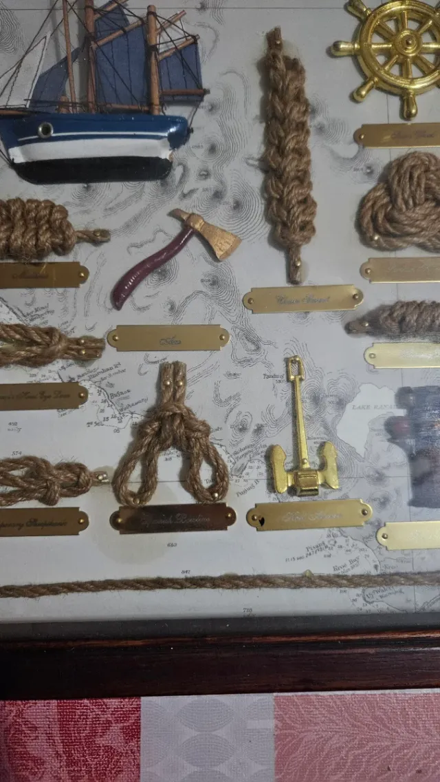 Cuadro Nudos Marinos, Barco ,Mapa y accesorios