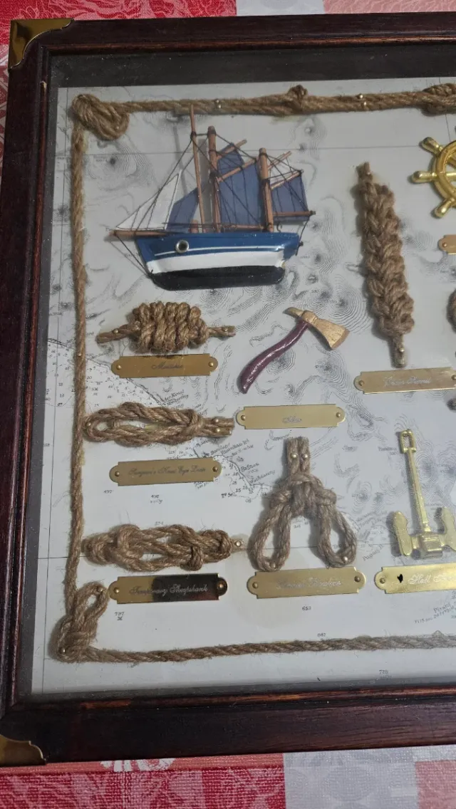Cuadro Nudos Marinos, Barco ,Mapa y accesorios