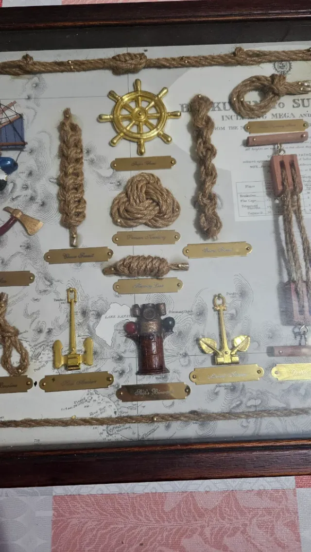 Cuadro Nudos Marinos, Barco ,Mapa y accesorios