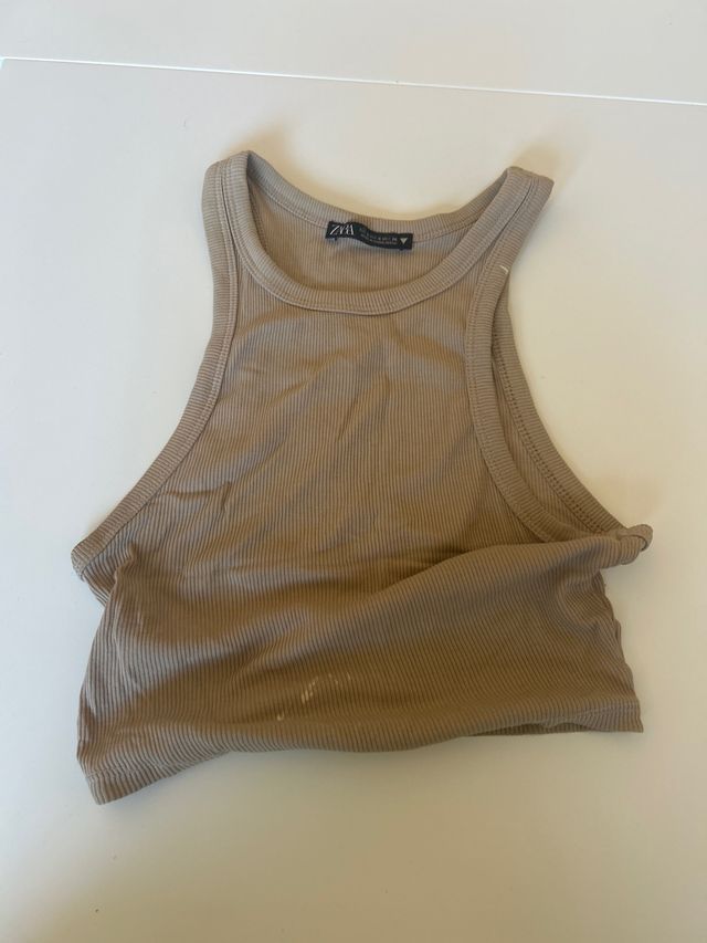 Top Zara beige canalé