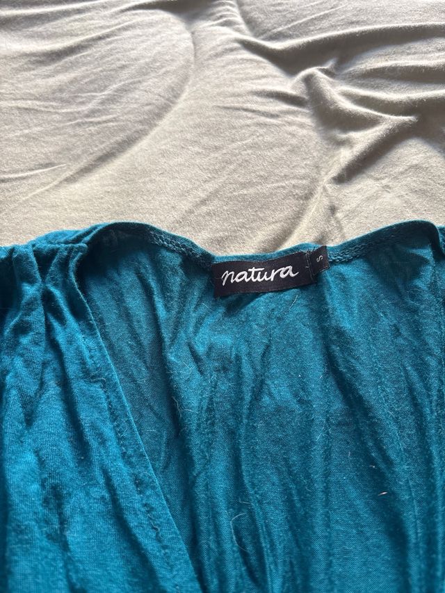 Vestido largo turquesa con volantes