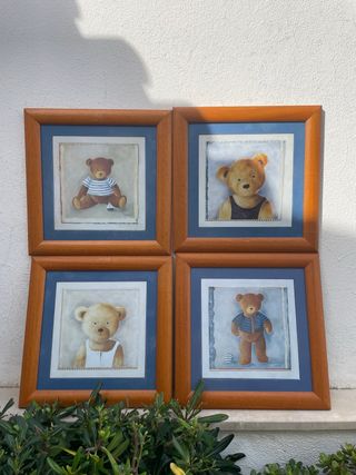 Conjunto 4 Quadros Ursos Criança