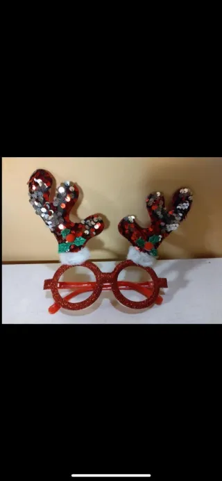 Occhiali Natale Renna Glitter Rossi
