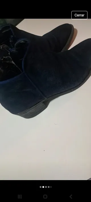 Botín mujer azul marino piel y ante