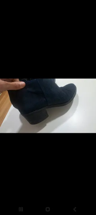 Botín mujer azul marino piel y ante