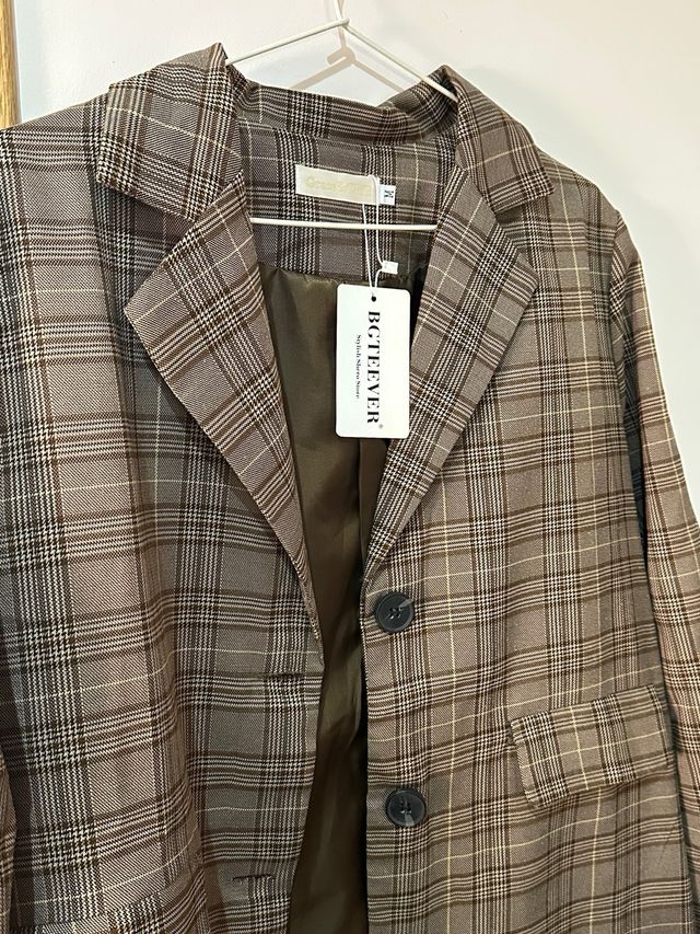 Conjunto Blazer y Falda Cuadros Talla S-M