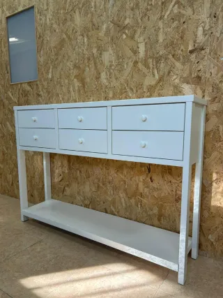 Consola de madera maciza con 6 cajones