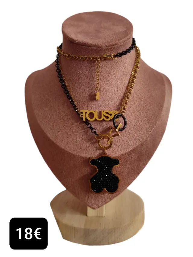 Collar Tous Oso Negro y Dorado