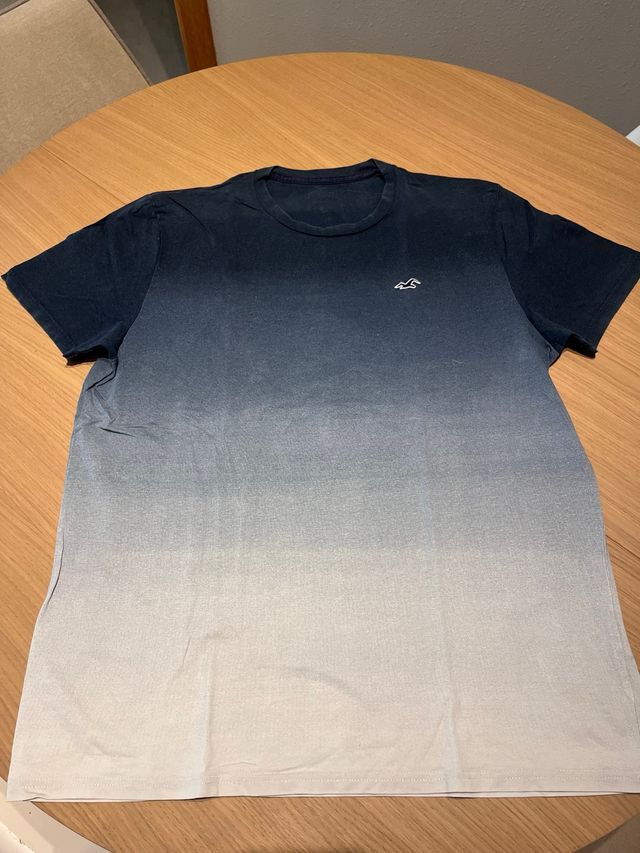Camiseta Hollister degradada azul y gris