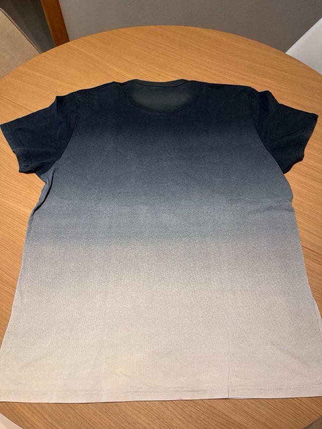 Camiseta Hollister degradada azul y gris