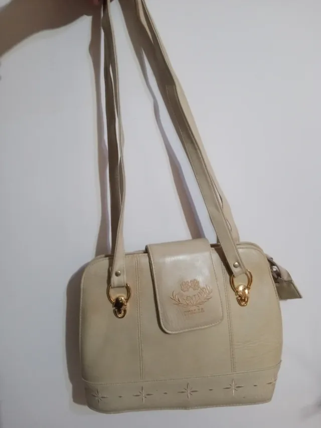 Borsa a spalla vintage Valentino beige