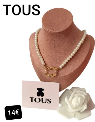 Collar Tous Oso Dorado Perlas Blanco