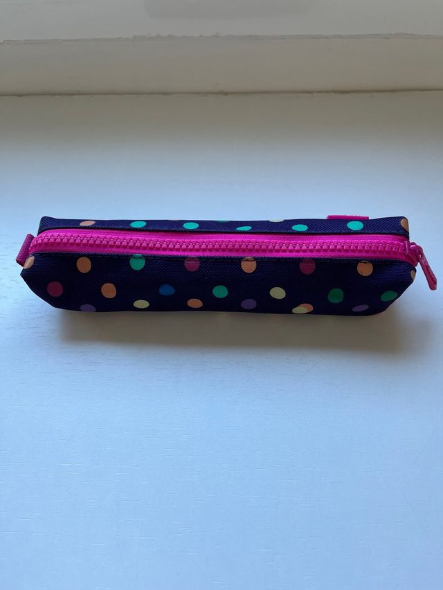 Estuche Milan Lunares Azul y Fucsia