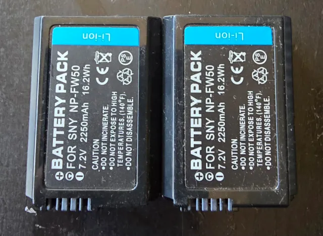 2 Baterías NP-FW50 Sony Li-ion 7.2V 2250mAh