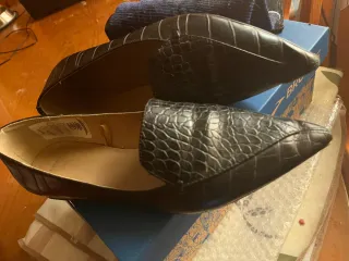 Zapatos Mango Talla 38 Negro Cocodrilo. Planos