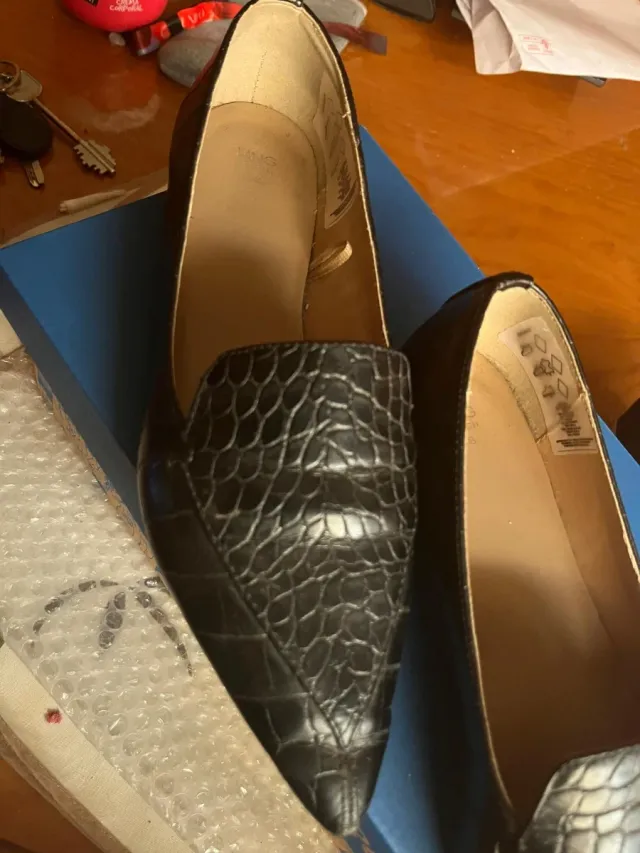 Zapatos Mango Talla 38 Negro Cocodrilo. Planos