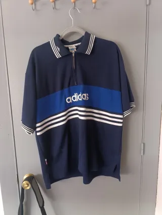 Polo Adidas Azul y Blanco