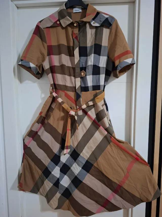 Vestito Burberry a Quadri a Manica Corta