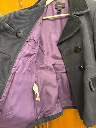 Mango Suit Chaquetón Negro y Morado