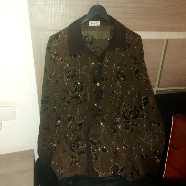 Camisa BOSCAR marrón y dorada