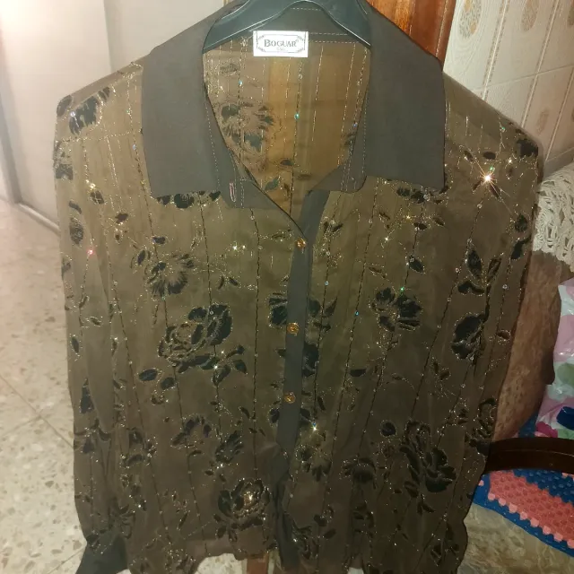 Camisa BOSCAR marrón y dorada