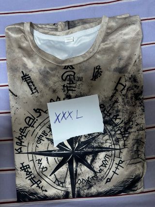 Camiseta Vikingos XXXL Beige y Negro