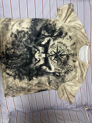 Camiseta Vikingos XXXL Beige y Negro