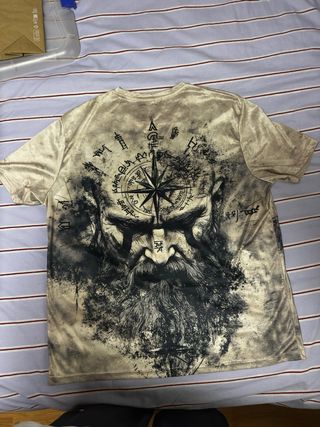 Camiseta Vikingos XXXL Beige y Negro