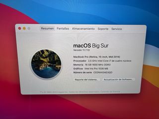 MacBook Pro 15 2014 i7 Plata