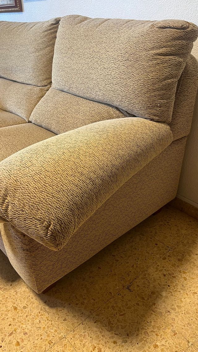 Sofá de 2 plazas en tela beige y marrón