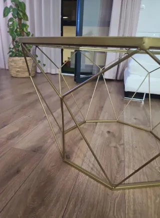 Mesa de centro geométrica cristal y metal