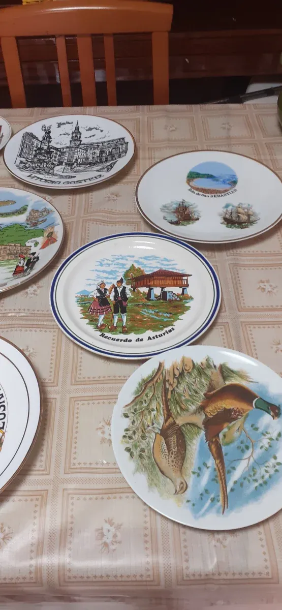 Lote de platos de porcelana decorados