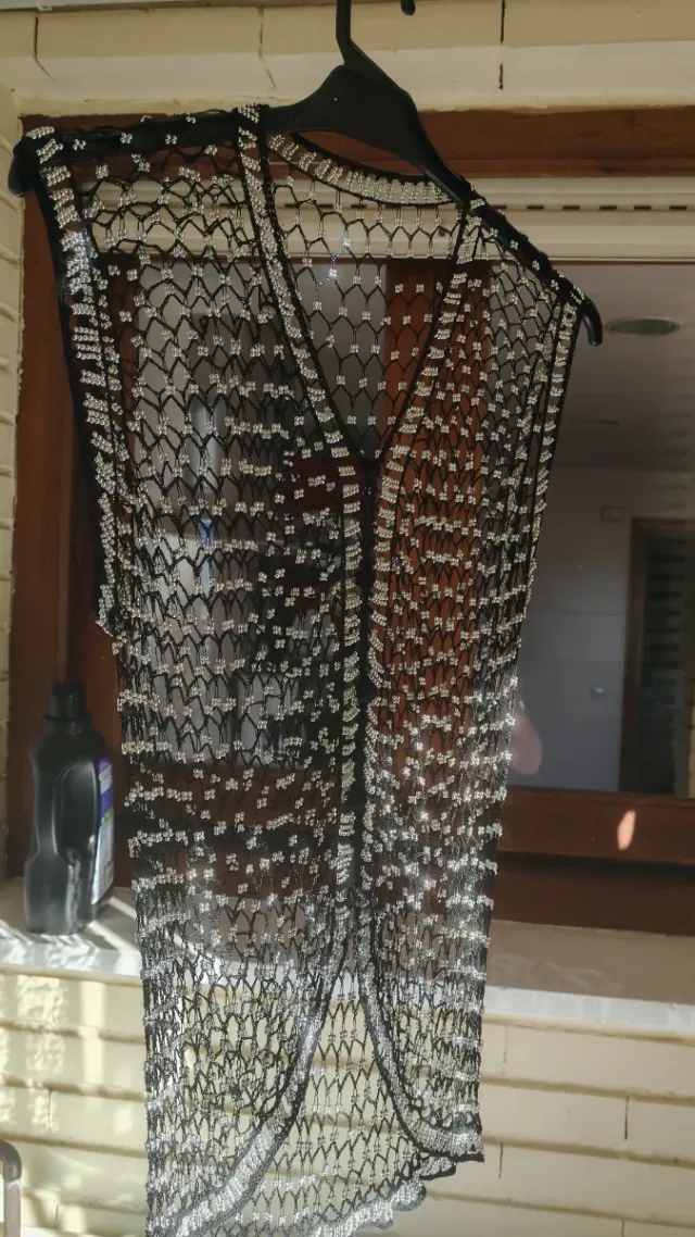 Chaleco fiesta mujer negro y plateado