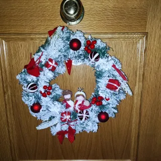 Adorno Navideño Artesanal Belén. Corona de navidad