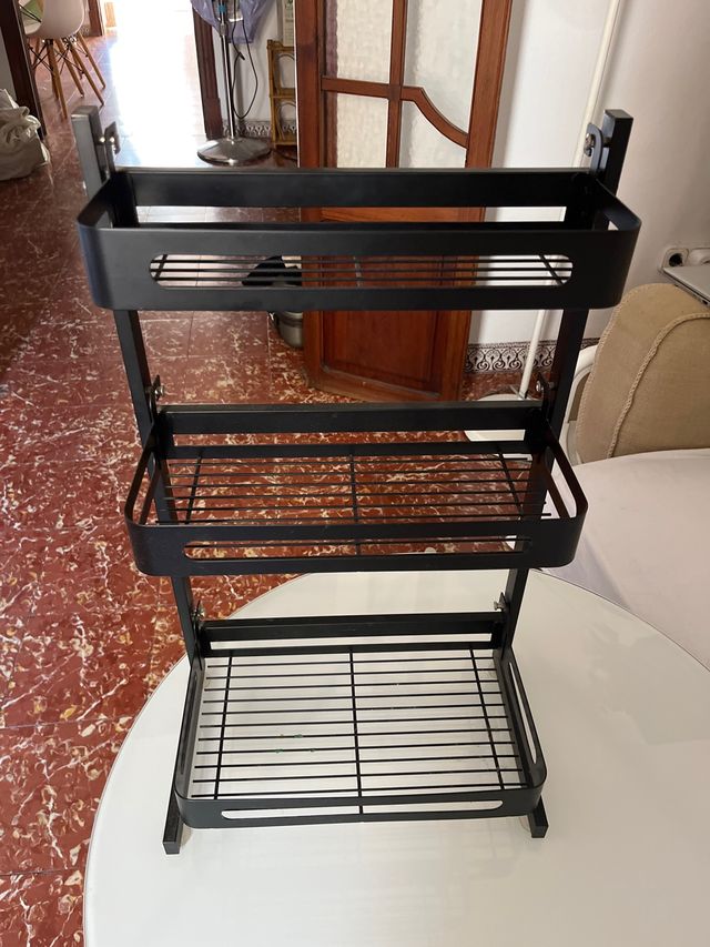 Scaffale da Cucina Nero in Metallo a 3 Livelli