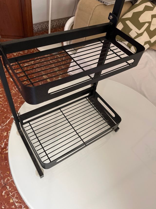 Scaffale da Cucina Nero in Metallo a 3 Livelli