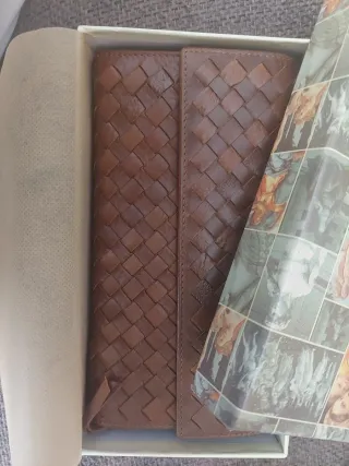 Cartera Billetera piel mujer Trenzado Marrón